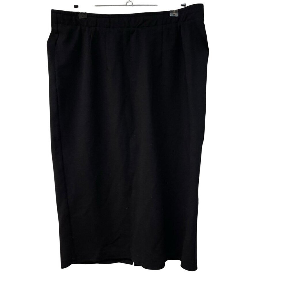 Eileen Fisher Pencil Skirt Black Petite Large Washable Stretch Crepe Pull on